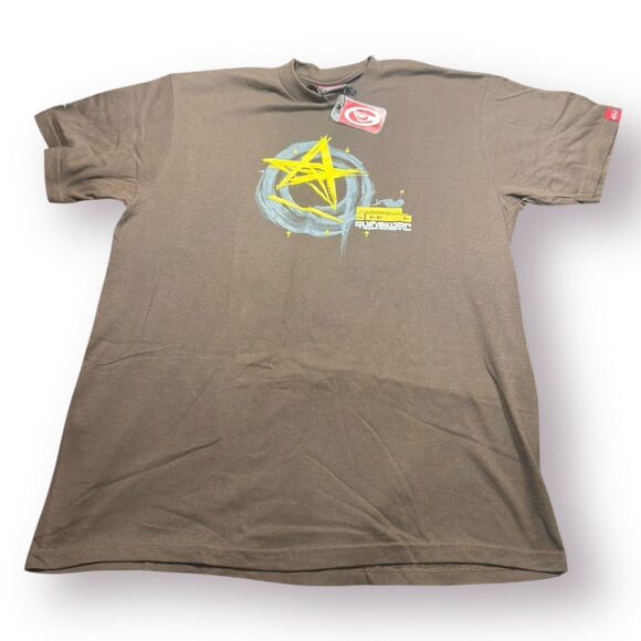 Quiksilver Graphic‎ T-Shirt Size Large Brown Shirt Retro 100% Cotton Skater VTG - Picture 1 of 5